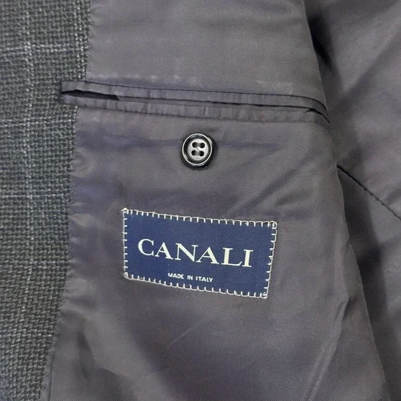 Canali Suit Jacket Mens 54 Gray Check Wool Cashmere Tweed Sport Coat Made Italy